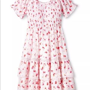 LoveShackFancy x Target Cosette Puff Sleeve Smocked Pink Floral Midi Dress-M